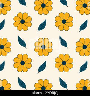 Motif vectoriel floral sans couture dans des couleurs vives. Illustration de Vecteur