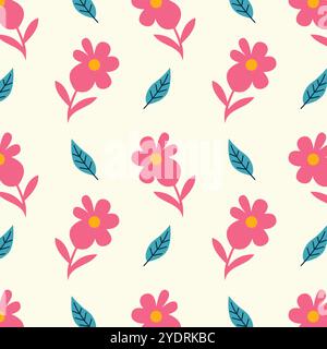 Motif vectoriel floral sans couture dans des couleurs vives. Illustration de Vecteur