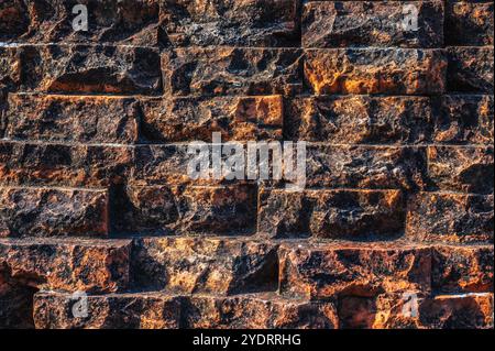 Texture de vieux vieux mur de briques orange antique gros plan Banque D'Images