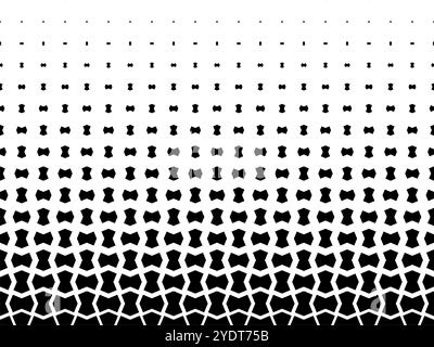 Motif géométrique de figures noires sur un fond blanc. Sans couture dans une direction. Option avec un fondu MOYEN.32 figurs en hauteur. Méthode d'échelle Illustration de Vecteur