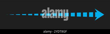 Flèche longue droite. Icône de flèche bleue en pointillés. Symbole pour les applications et les sites Web. Illustration vectorielle isolée sur fond noir Illustration de Vecteur
