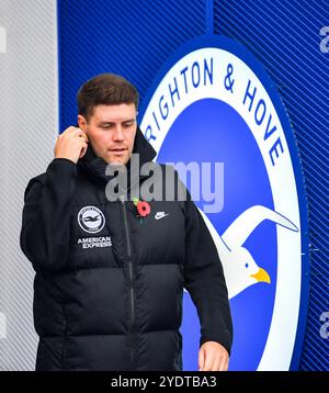 L'entraîneur principal de Brighton Fabian Hurzeler avant le match de premier League entre Brighton et Hove Albion et Wolverhampton Wanderers au stade American Express , Brighton , Royaume-Uni - 26 octobre 2024. Photo Simon Dack / téléobjectif images à usage éditorial exclusif. Pas de merchandising. Pour Football images, les restrictions FA et premier League s'appliquent inc. aucune utilisation d'Internet/mobile sans licence FAPL - pour plus de détails, contactez Football Dataco Banque D'Images