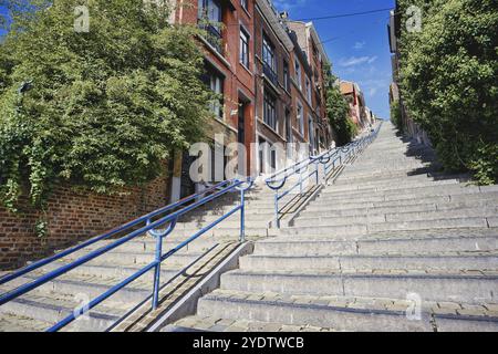 Montagne de Bueren le célèbre escalier de 374 marches à Liège, Belgique, Europe Banque D'Images