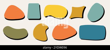 Ensemble de cadres colorés rétro colorés avec des ombres comme des pièces graphiques numériques isolées sur fond blanc Illustration de Vecteur