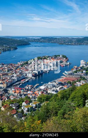 Vue sur le site du patrimoine mondial de l'UNESCO, Bergen, Vestland, Norvège, Scandinavie, Europe Banque D'Images