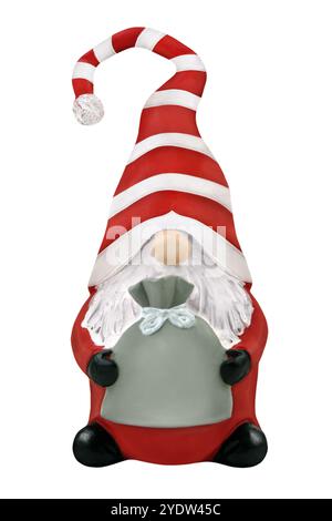 Gnome de décoration de Noël isolé sur fond blanc Banque D'Images