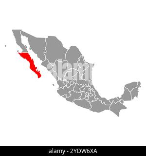 Forme de carte de Baja California sur du Mexique, illustration vectorielle d'icône de concept de Web de voyage. Illustration de Vecteur
