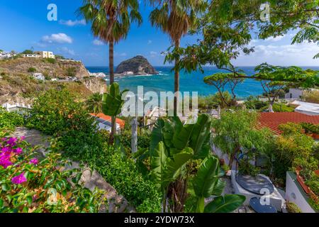 Vue de Torre di Sant'Angelo depuis une position surélevée à Sant'Angelo, Sant'Angelo, Île d'Ischia, Campanie, Italie, Europe Banque D'Images