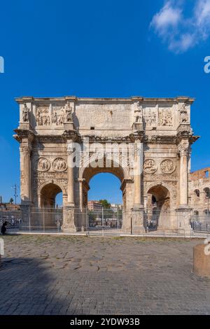 Arche de Constantin (Arco di Costantino), site classé au patrimoine mondial de l'UNESCO, Rome, Lazio, Italie, Europe Banque D'Images