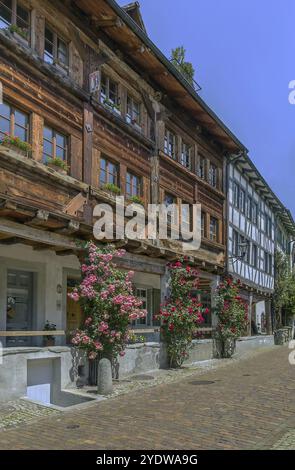 Rue dans la vieille ville de Rapperswil, Suisse, Europe Banque D'Images