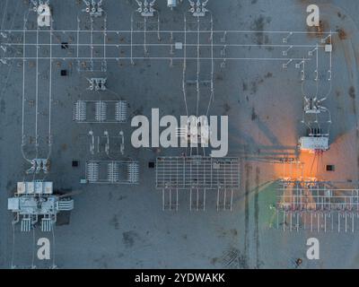 Vue aérienne du réseau électrique Banque D'Images