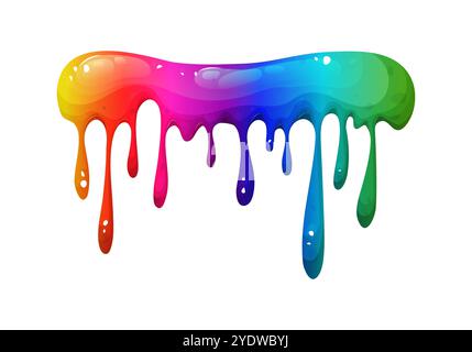 Illustration de slime arc-en-ciel goutte à goutte avec des couleurs vibrantes. Collection Rainbow Splash sur un fond transparent. Idéal pour ajouter ludique, toxique Illustration de Vecteur