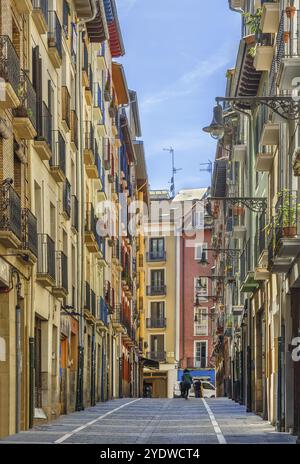 Rue dans le centre-ville de Pampelune, Navarre, Espagne, Europe Banque D'Images