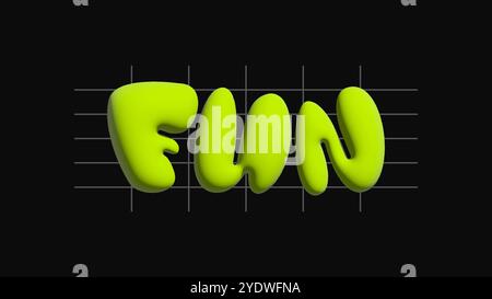 Texte amusant dans le style 3D gonflé et typographie jaune isolé sur fond noir. Illustration de Vecteur
