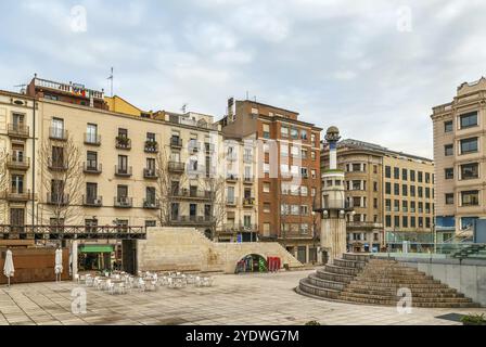 Place principale de Sant Joan dans le centre-ville de Lleida, Espagne, Europe Banque D'Images