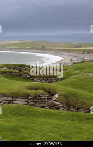 Skara Brae, ronde, règlement néolithique, continent, Orcades, Écosse, Grande-Bretagne Banque D'Images