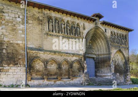 Église du Saint-Sépulcre est l'un des plus beaux exemples de sculpture gothique en Navarre, Estella, Espagne, Europe Banque D'Images