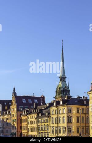 Vue de Gamla stan avec église allemande à Stockholm, Suède, Europe Banque D'Images