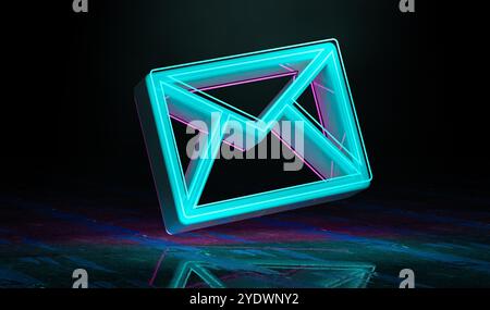 Newsletter pour le courrier électronique ou E-mail avec le concept d'alerte de notification.concept de notification d'E-mail.illustration 3D. Banque D'Images