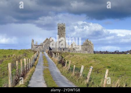 Ross Errilly Friary est un franc franciscain médiéval situé à environ un mile au nord-ouest de Headford, comté de Galway, Irlande, Europe Banque D'Images