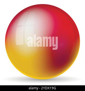 Boule en verre rouge ou perle précieuse. Boule brillante réaliste, illustration vectorielle abstraite 3D mise en évidence sur fond blanc. Grosse bulle métallique avec Illustration de Vecteur