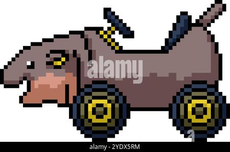 pixel art de hippo kart racing fond isolé Illustration de Vecteur