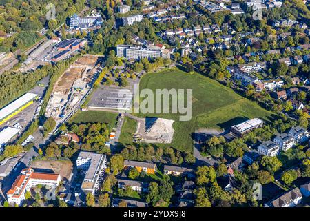 Luftbild, DSW 21 Dortmunder Stadtwerke, Gebäude Hauptverwaltung Deggingstraße mit Wiesenfläche und Parkplatz, Baustelle an der Feldstraße, Westfalendamm, Dortmund, Ruhrgebiet, Rhénanie-du-Nord-Westphalie, Deutschland ACHTUNGxMINDESTHONORARx60xEURO *** vue aérienne, DSW 21 Dortmunder Stadtwerke, administration principale du bâtiment Deggingstraße avec prairie et parking, chantier à Feldstraße, Westfalendamm, Dortmund, Ruhr area, Rhénanie du Nord-Westphalie, Allemagne ATTENTIONxMINDESTHONORARx60xEURO Banque D'Images