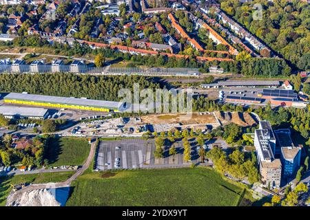 Luftbild, DSW 21 Dortmunder Stadtwerke, Gebäude Hauptverwaltung Deggingstraße mit Wiesenfläche und Parkplatz, Baustelle an der Feldstraße, Westfalendamm, Dortmund, Ruhrgebiet, Rhénanie-du-Nord-Westphalie, Deutschland ACHTUNGxMINDESTHONORARx60xEURO *** vue aérienne, DSW 21 Dortmunder Stadtwerke, administration principale du bâtiment Deggingstraße avec prairie et parking, chantier à Feldstraße, Westfalendamm, Dortmund, Ruhr area, Rhénanie du Nord-Westphalie, Allemagne ATTENTIONxMINDESTHONORARx60xEURO Banque D'Images