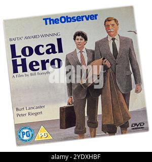 Local Hero - boîtier de carte DVD sur fond blanc. Configuration du studio Banque D'Images