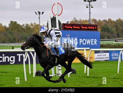 Leicester, Royaume-Uni, 28/10/2024, Beltadaay, monté par George Wood, remporte les 2,05 Every Race Live on Racing TV Nursery handicap Stakes à Leicester Racecourse, Leicester photo de Paul Blake/Alamy Sports News Banque D'Images