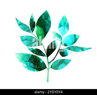 Longues feuilles vertes mignonnes à l'aquarelle dessinées à la main. dessin à la main. Pas ai, illustration vectorielle Illustration de Vecteur