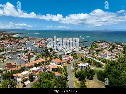 Vues aériennes de Harbour View et le yacht club / port de plaisance dans la communauté balnéaire de Palmas del Mar, Humacao, Porto Rico Banque D'Images