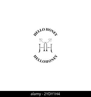 Logo HH Monogram Hello Honey Bee Illustration de Vecteur