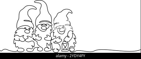 Décoration de Noël. Gnomes de Noël de dessin animé mignons. Illustration de Vecteur