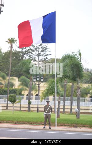 Rabat, Maroc. 28 octobre 2024. Illustration - le roi du Maroc reçoit le président français Emmanuel Macron au Palais Royal de Rabat, Maroc, le 28 octobre 2024. Photo de Ammar Abd Rabbo/ABACAPRESS. COM Credit : Abaca Press/Alamy Live News Banque D'Images