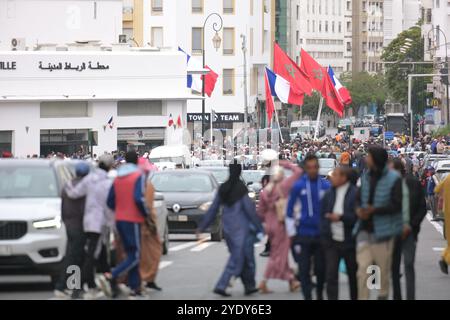 Rabat, Maroc. 28 octobre 2024. Illustration - le roi du Maroc reçoit le président français Emmanuel Macron au Palais Royal de Rabat, Maroc, le 28 octobre 2024. Photo de Ammar Abd Rabbo/ABACAPRESS. COM Credit : Abaca Press/Alamy Live News Banque D'Images