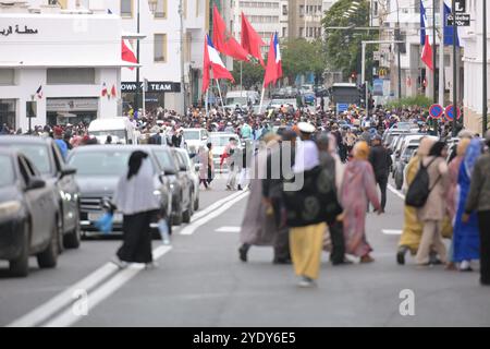 Rabat, Maroc. 28 octobre 2024. Illustration - le roi du Maroc reçoit le président français Emmanuel Macron au Palais Royal de Rabat, Maroc, le 28 octobre 2024. Photo de Ammar Abd Rabbo/ABACAPRESS. COM Credit : Abaca Press/Alamy Live News Banque D'Images