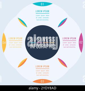 Cercle modèle infographique 4 étapes, objets, éléments ou options conception d'affaires infographique Illustration de Vecteur