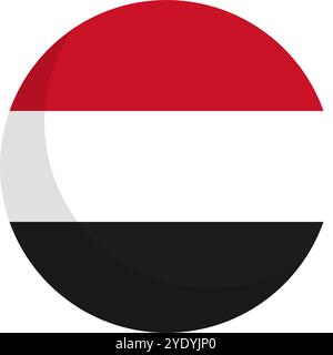 Icône de drapeau du Yémen ronde. Vecteur modifiable. Illustration de Vecteur