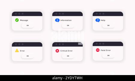 Message d'avertissement d'erreur. Fenêtre contextuelle de notification d'informations d'aide Illustration de Vecteur