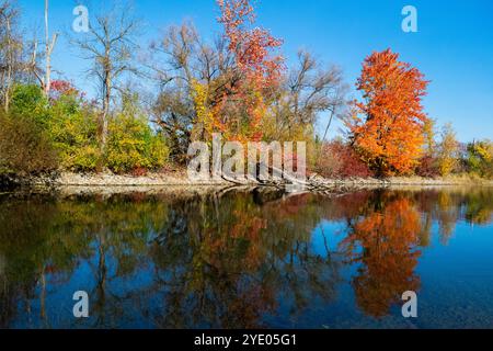 Réflexions le long de la rivière des Outaouais près du canal de Soulange. Banque D'Images