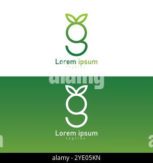 Élégant logo « G » vert dégradé avec motif feuille – parfait pour les marques écologiques, biologiques et durables Illustration de Vecteur