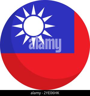 Icône de drapeau taïwanais rond de conception plate. Vecteur modifiable. Illustration de Vecteur