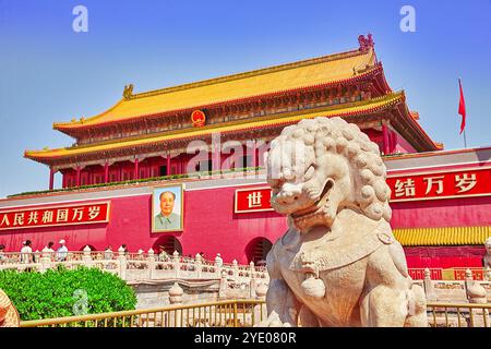 Vieux bâtiment, historique, et moderne partie résidentielle de Pékin avec des rues traditionnelles. Chine. Banque D'Images