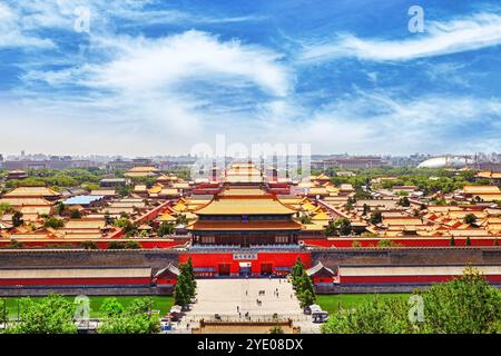 Parc Jingshan,panorama au-dessus de la Cité Interdite, à Pékin. Chine Banque D'Images