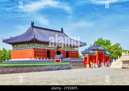 Le complexe de pavillons au sein du Temple du Ciel à Beijing. Traduction :'Hall d'Imperial le ciel', la Chine. Banque D'Images