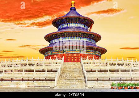 Incroyable et magnifique temple - Temple du Ciel à Beijing, Chine Banque D'Images