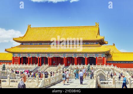 Vieux bâtiment, historique, et moderne partie résidentielle de Pékin avec des rues traditionnelles. Chine. Banque D'Images