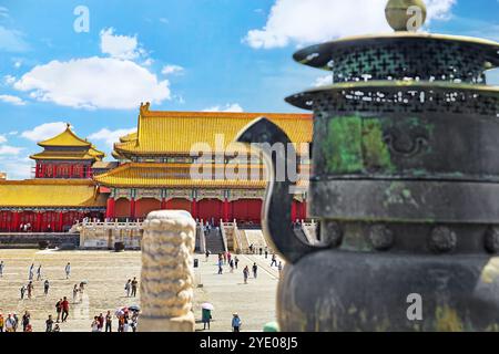 Vieux bâtiment, historique, et moderne partie résidentielle de Pékin avec des rues traditionnelles. Chine. Banque D'Images