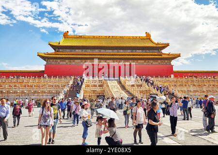 Vieux bâtiment, historique, et moderne partie résidentielle de Pékin avec des rues traditionnelles. Chine. Banque D'Images